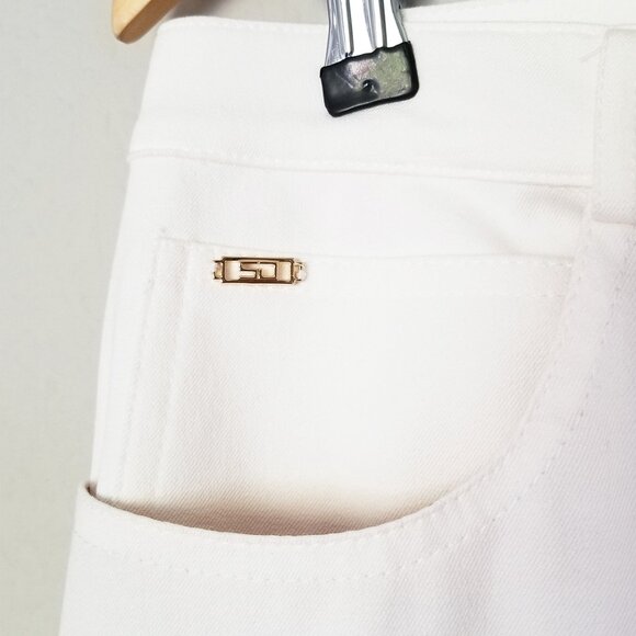 Vintage St. John Sport Essentials Marie Gray White Jeans 12 Cotton Spandex Wide - Picture 11 of 16